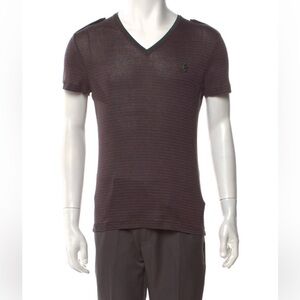 Gucci Striped V-Neck Classic Short Sleeve Shirt